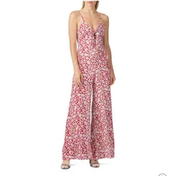 Auguste The Label Mila Palms Red Floral Jumpsuit Size 4 - Picture 1 of 9